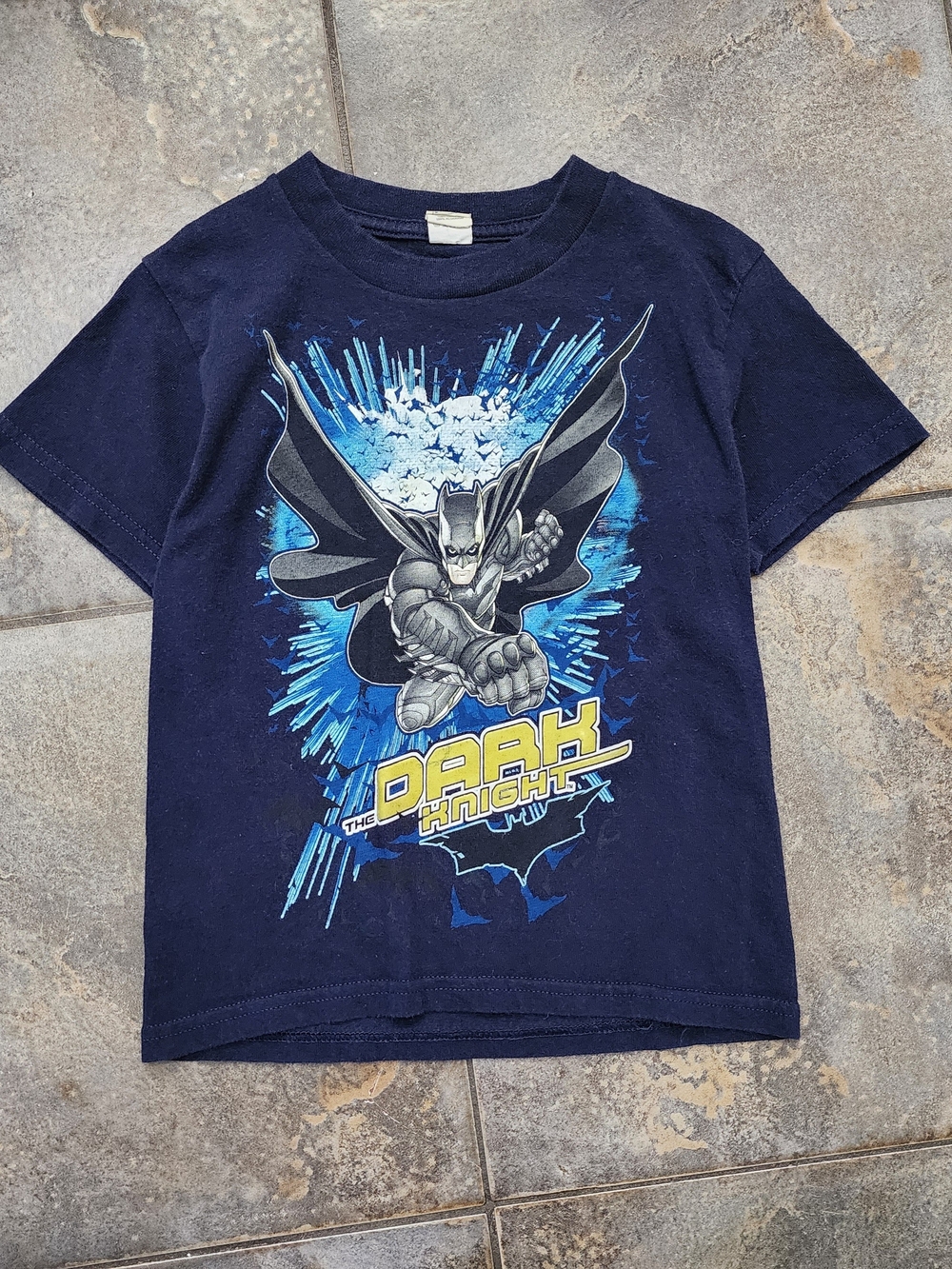 Vintage Y2K The Dark Knight Boy's Small Batman Movie Promo DC Blue T Shirt